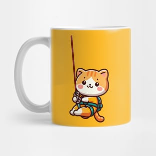 Cute orange cat Abseiling Mug